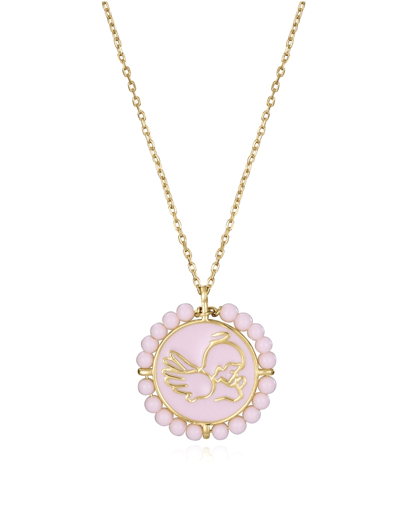 Collar de plata de ley con baño de oro formado por cadena y colgante de Angelito.