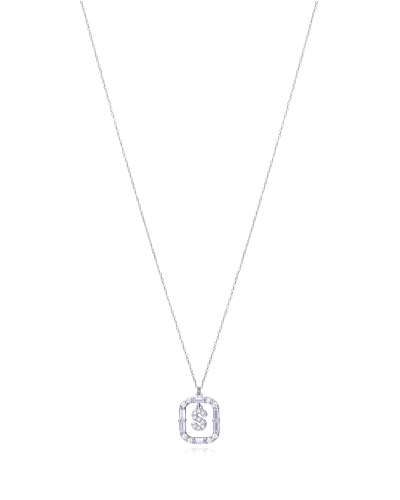 Collar con la letra S de plata y circonitas blancas de 42 cm de largo.