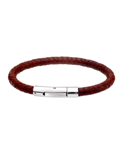 Pulsera de piel marron con cierre en acero
