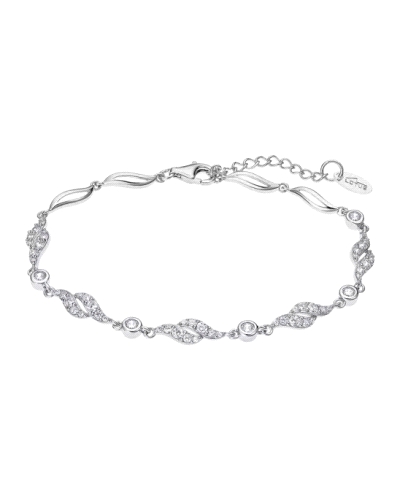 Pulsera de plata de primera ley formada por elegantes circonitas blancas separadas por chatones.