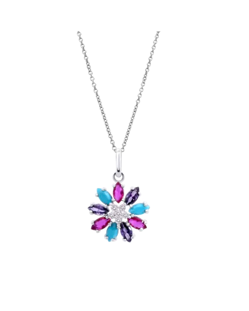 LOTUS SILVER COLLAR SRA.FLOR.MULTICOLOR                                                             