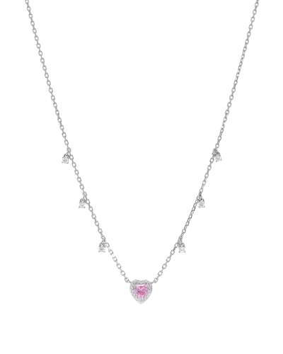 Collar de plata de ley con corazón en rosa