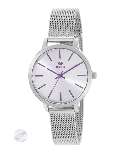 Reloj Marea para mujer fabricado en acero inoxidable plateado. Estamos ante un reloj de diseño original y atractivo compuesto po