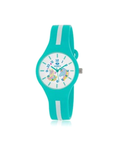 Reloj de niña fabricado en plástico, correa de silicona azul, cristal mineral
