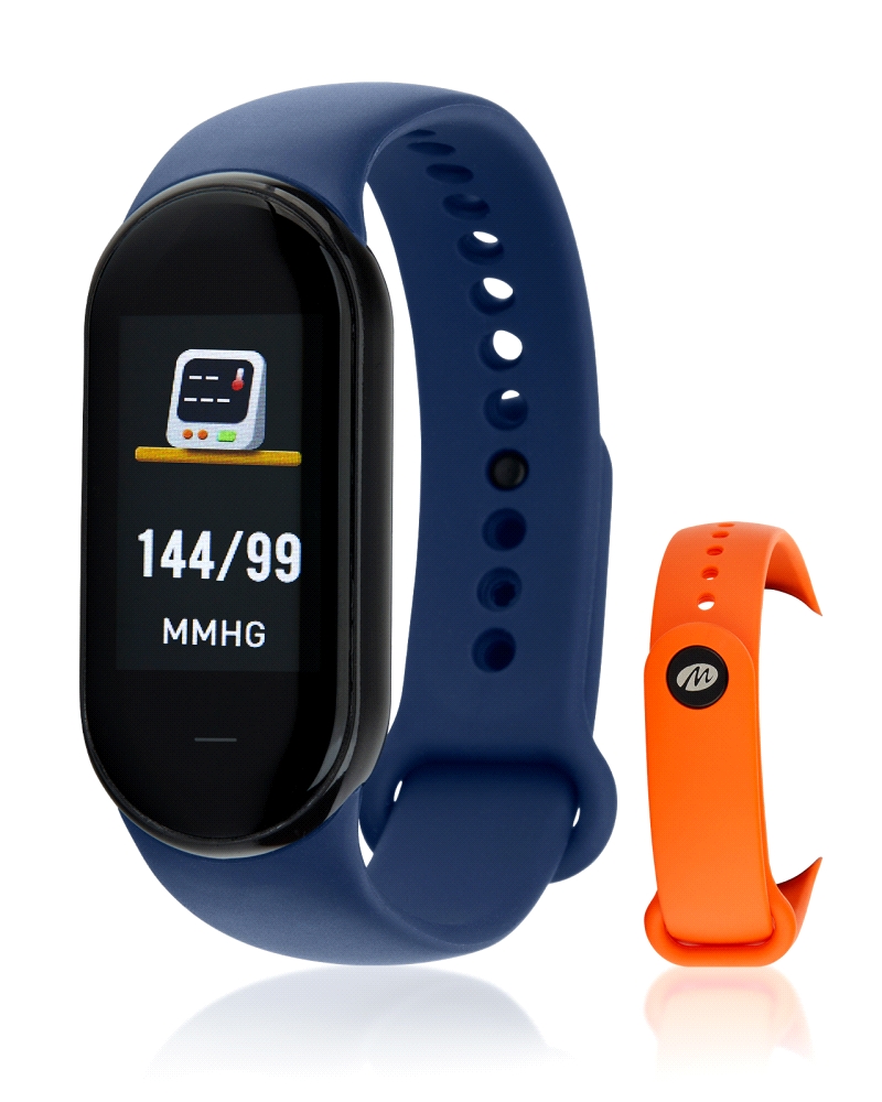 Smartwach para mujer con correa de silicona color azul oscuro + correa de regalo de silicona color naranja. , entre sus funcione