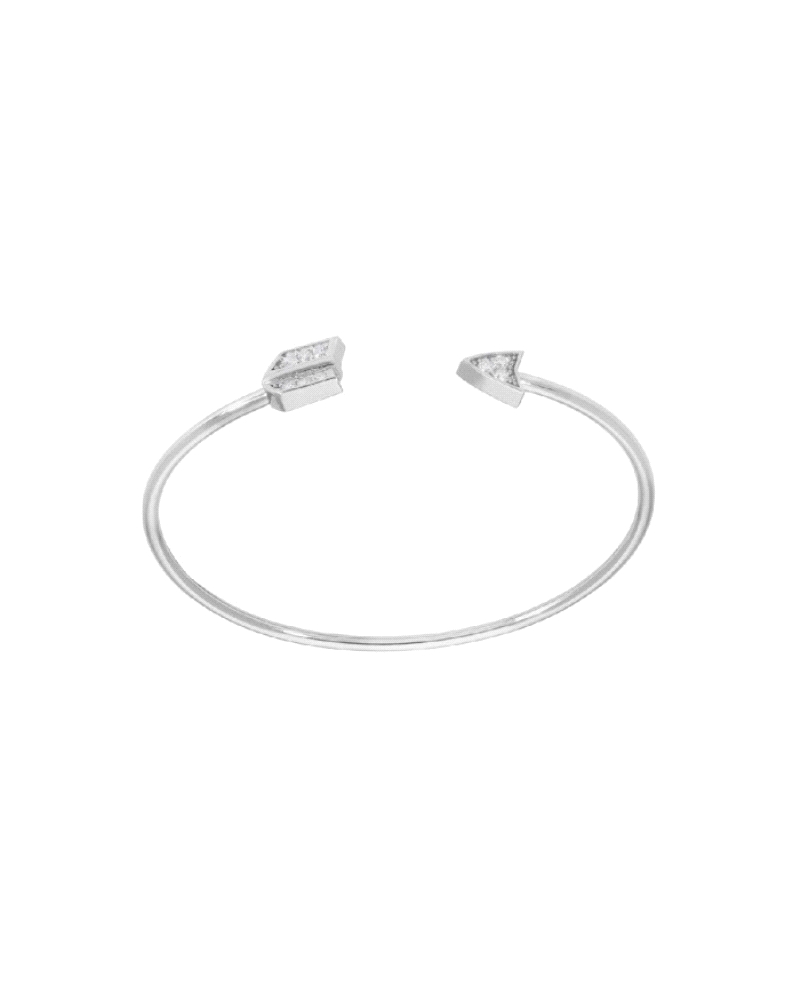 Pulsera rígida de plata de ley con flecha en sus puntas y circonitas