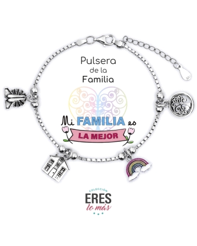 La pulsera "familia" de plata con charms relacionados es un regalo conmovedor y simbólico para celebrar los lazos familiares. He