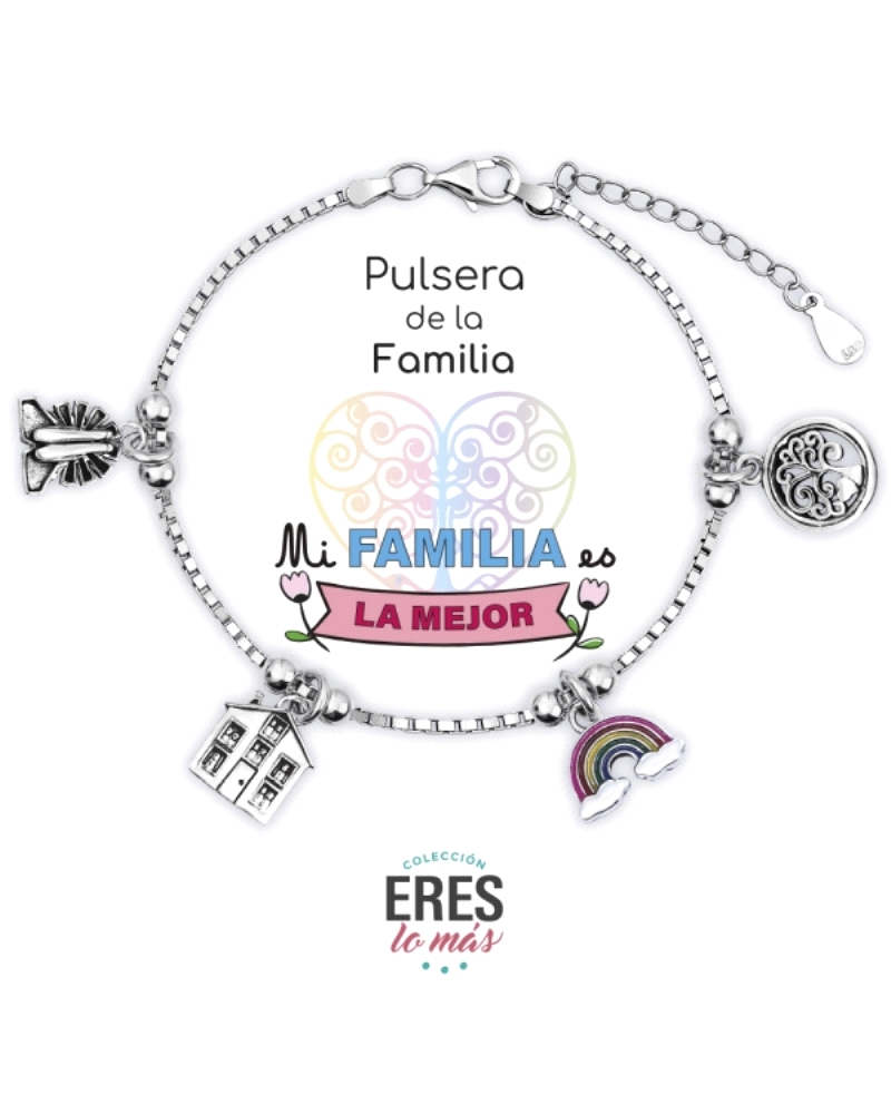 La pulsera "familia" de plata con charms relacionados es un regalo conmovedor y simbólico para celebrar los lazos familiares. He