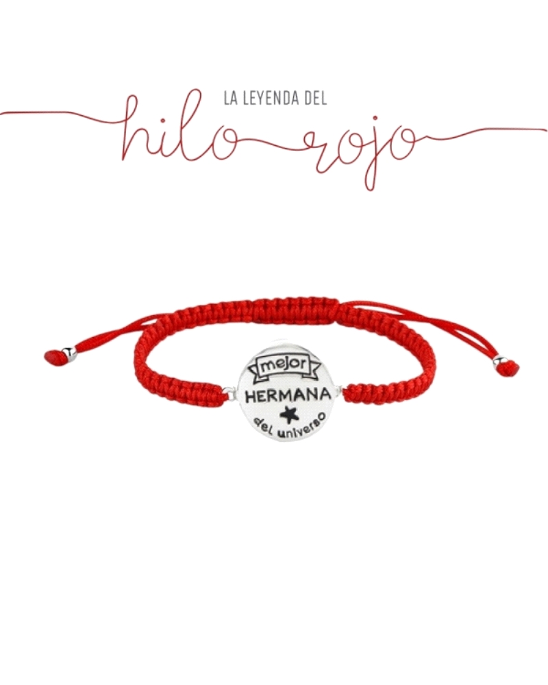 La pulsera de hilo rojo con un disco de 18 mm que lleva la inscripción "Mejor Hermana Del Universo" es un hermoso gesto de aprec