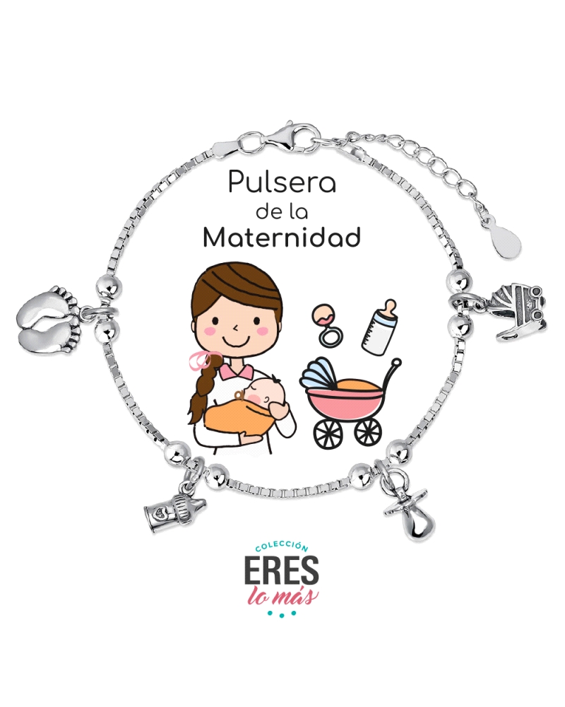 Una pulsera de la maternidad de plata con cadena veneciana y charms relacionados es un hermoso símbolo que celebra la experienci