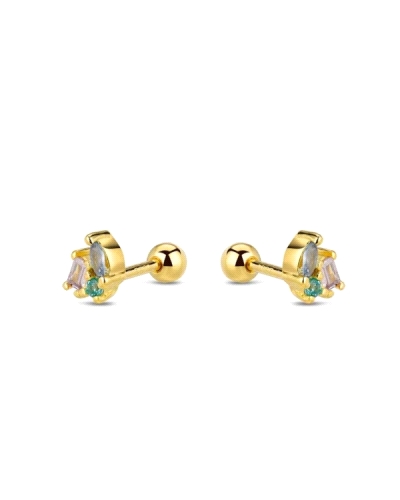 Un piercing de plata chapada con piedras de color es una joya elegante y vibrante. Está fabricado con un metal base recubierto d