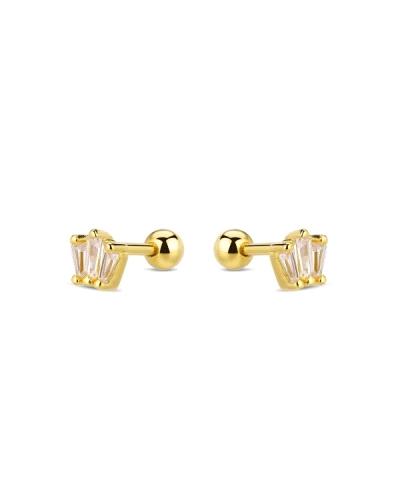 Un piercing de plata chapada con baguettes es una pieza elegante y moderna. Está hecho de un metal base recubierto con una capa 