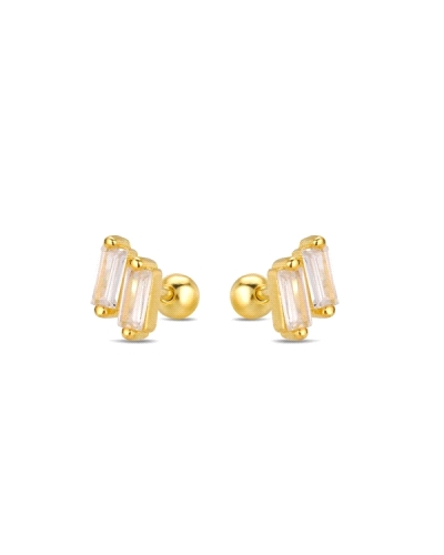 Este piercing ofrece un diseño sofisticado y elegante. Está chapado en plata para un acabado brillante y duradero. Las baguettes