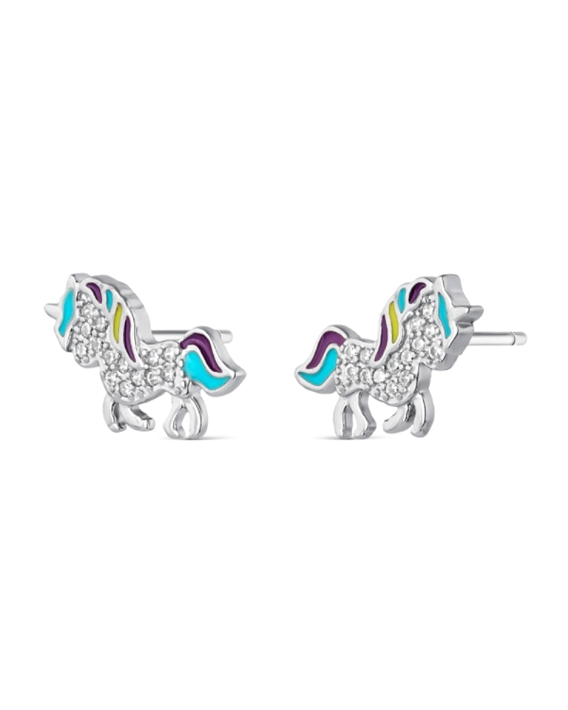 Estos encantadores pendientes están elaborados en plata de alta calidad y presentan un diseño mágico en forma de unicornio, ador