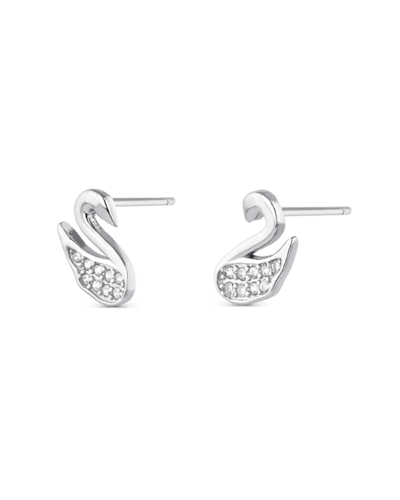 Los pendientes de plata y circonitas con forma de cisne son una elección elegante y delicada. Hechos de plata de ley, ofrecen du