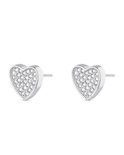 Los pendientes de plata y circonitas con forma de corazón son una elección elegante y romántica. Hechos de plata de ley, ofrecen