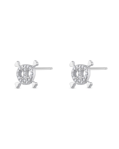 Los pendientes de plata y circonitas con forma de calavera son una elección audaz y estilizada. Hechos de plata de ley, ofrecen 