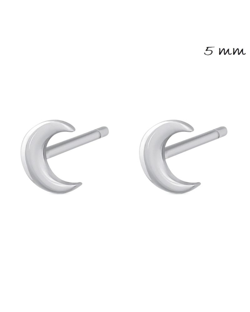 Los pendientes de plata en forma de luna de 5 mm son una elección elegante y distintiva, con un tamaño más grande que los modelo