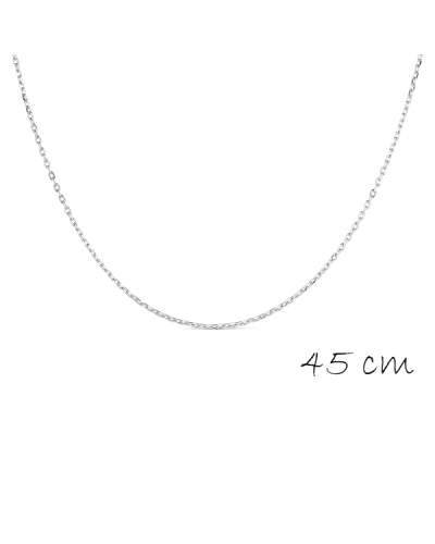 Esta cadena elegante está elaborada en plata rodiada y presenta eslabones redondos que le confieren un aspecto clásico y versáti
