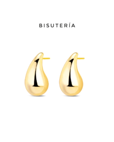 Pendientes de bisutería chapados en oro o plata, con una gota de 25 mm y cierre de presión. Elegantes y asequibles, su diseño cl