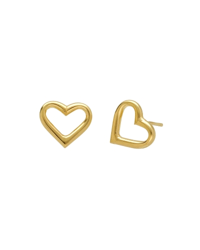Los pendientes pegados de plata de ley bañados en oro de 18k en forma de silueta corazón son una opción encantadora y elegante. 