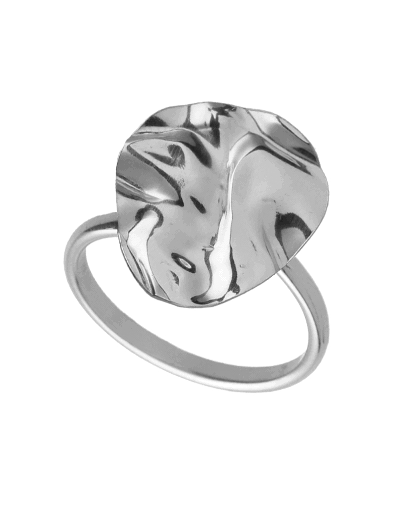 Anillo ajustable de plata de ley bañado en rodio de color Jet con textura, perfecto para fiestas, bodas o eventos especiales