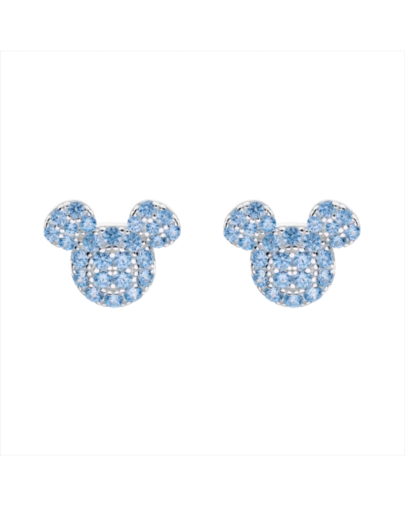 Estos pendientes Mickey de plata de ley con circonitas azules son el accesorio perfecto para cualquier amante de Disney que dese