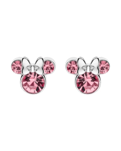 Estos pendientes Minnie de plata de ley con piedras rosas son el complemento perfecto para cualquier amante de Disney que desee 