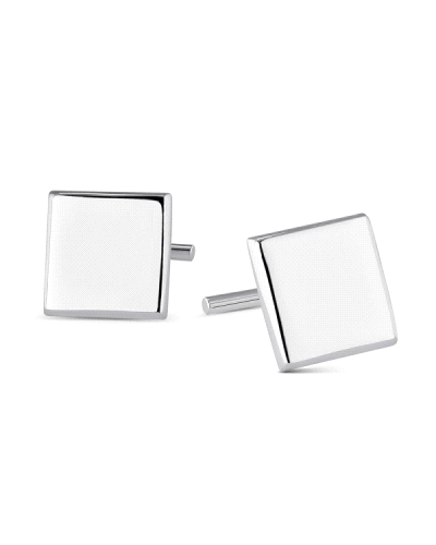 Los gemelos de plata cuadrados planos y rígidos de 15 mm son una opción elegante y sofisticada para añadir un toque de estilo a 