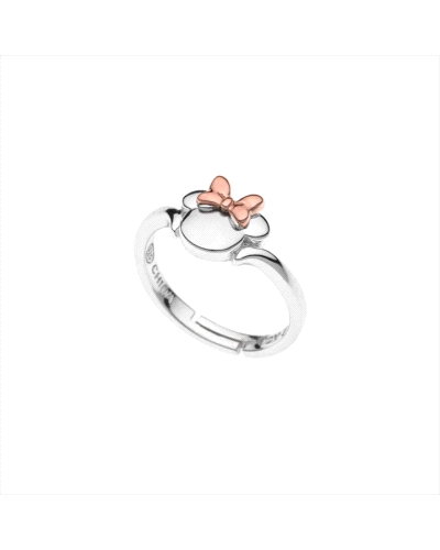 Este encantador anillo Minnie Lazo Rose está diseñado para aquellos que buscan combinar el encanto de Minnie Mouse con la elegan