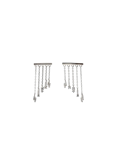 Pendientes originales estilo cortina con circonitas para mujer. Un diseño moderno, original y elegante ideal para coronar tus lo