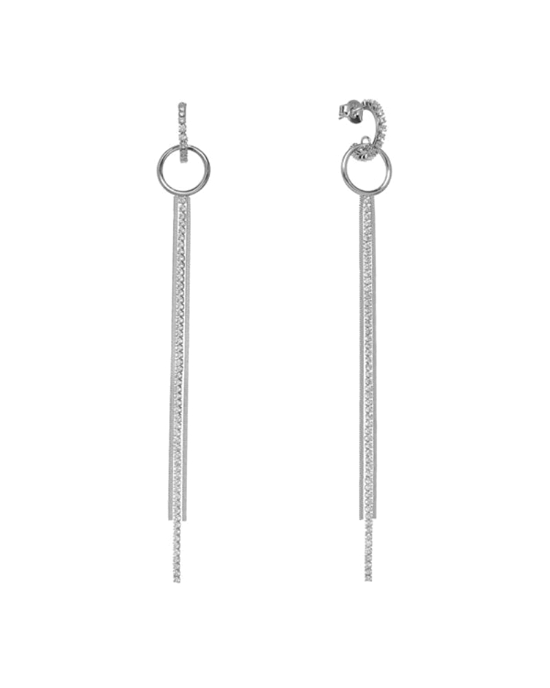 Pendientes largos de plata para mujer. Un diseño tan fino como elegante ideal para coronar tus looks. Pendientes largos de plata