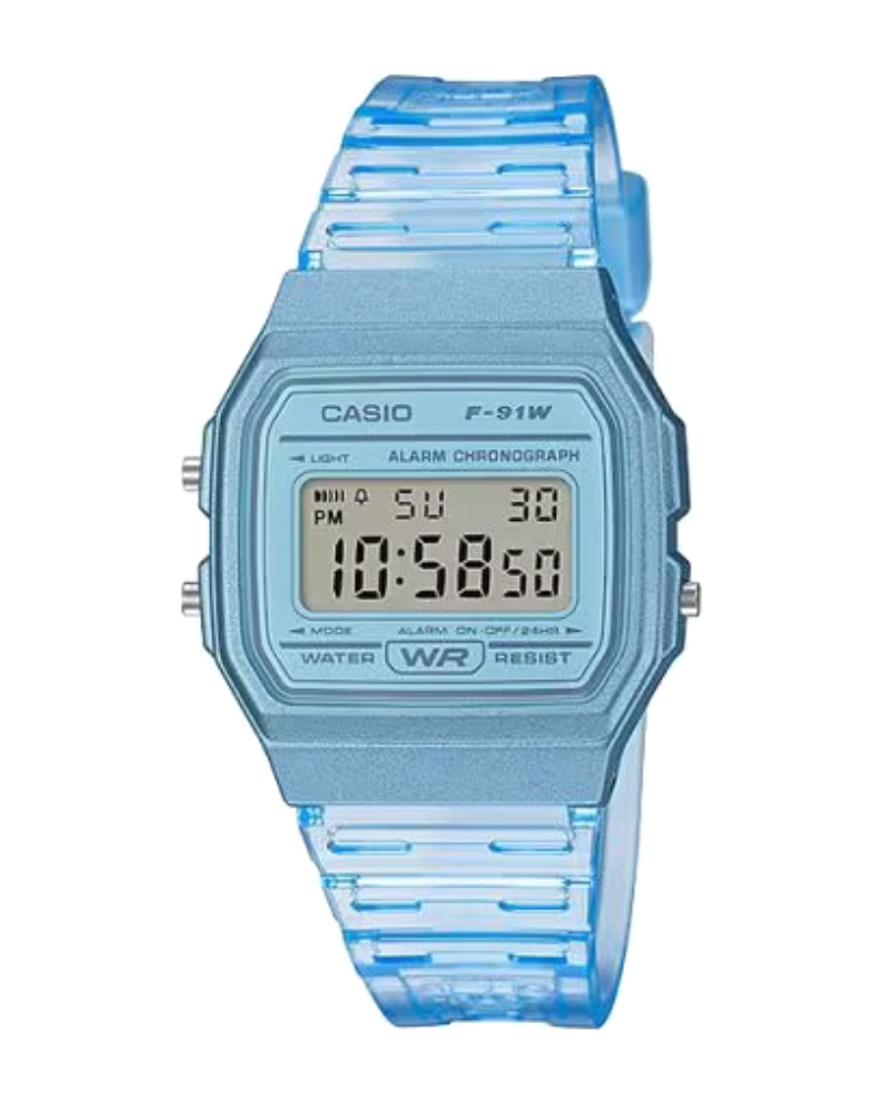 El modelo F-91WS-2EF de la colección CASIO ofrece una combinación equilibrada de funcionalidad y estilo, adaptándose a diversas 