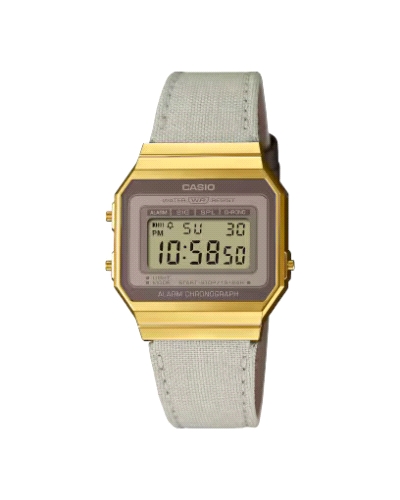 El CASIO VINTAGE A700WEGL-7AEF combina el encanto clásico con la funcionalidad moderna. Este reloj analógico está equipado con u