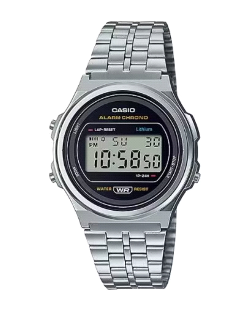 Reloj Casio Retro unisex presenta un diseño elegante y versátil de tamaño mediano. La correa cuenta con un broche deslizante que