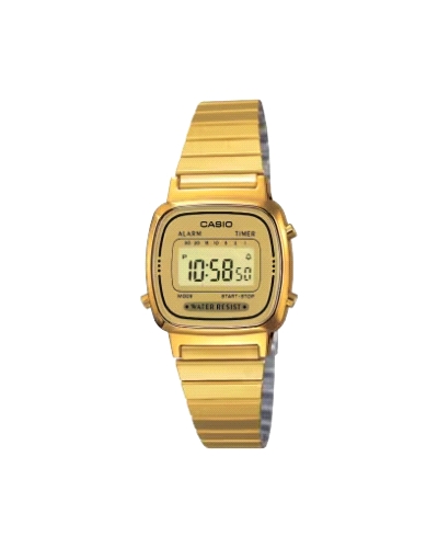 Reloj Casio para mujer de la colección Vintage fabricado en acero inoxidable dorado en tamaño Mini. Este atractivo reloj cuenta 