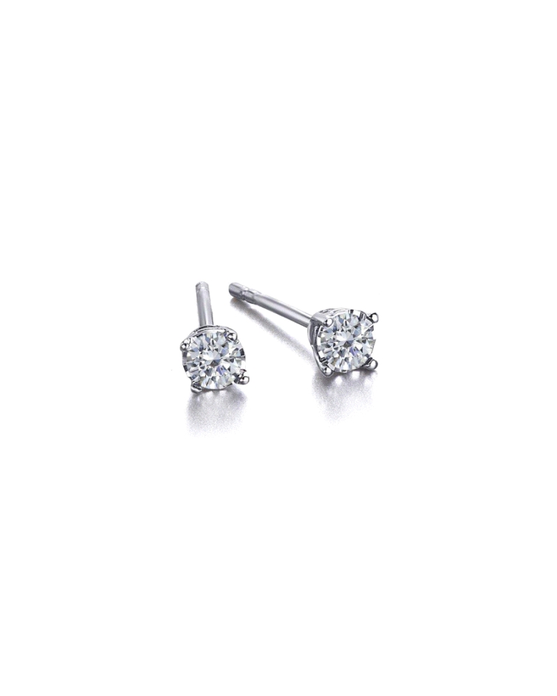 Pendientes Lecarré en oro blanco de primera ley 18 Kt con diamantes de talla brillante, color H y pureza SI. Cada pendiente cuen