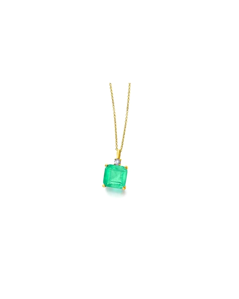 Gargantilla para mujer modelo Green Love fabricada en oro amarillo de 18kt y una flamante piedra de cuarzo esmeralda. Se trata d