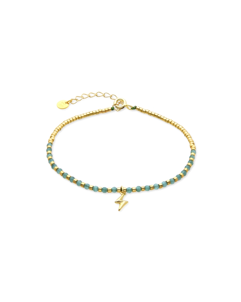 Pulsera Luxenter para mujer fabricada en plata bañada en oro amarillo de 18Kt compuesta por piezas tubulares y piedras en color 