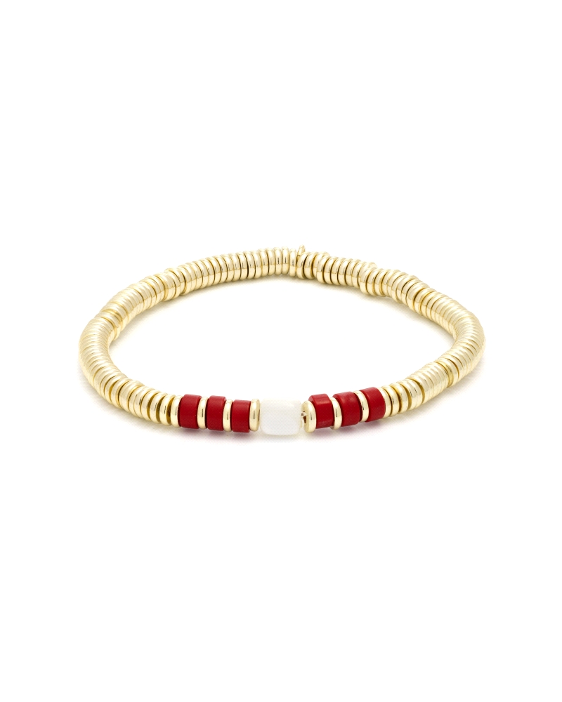 Pulsera Lux by Lux para mujer modelo Sumuna fabricada en acero bañado en oro amarillo de 18Kt y piedras coral con una perla en s