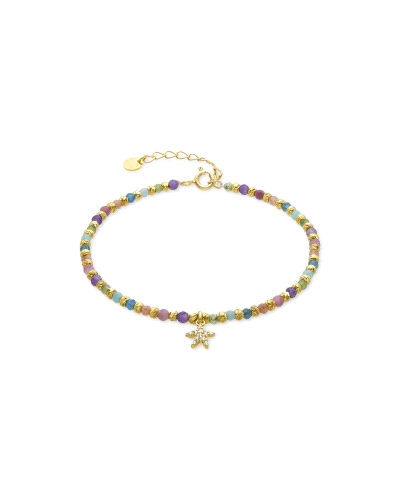 Pulsera Luxenter para mujer fabricada en plata bañada en oro amarillo de 18Kt compuesta por piedras multicolor con un colgante e