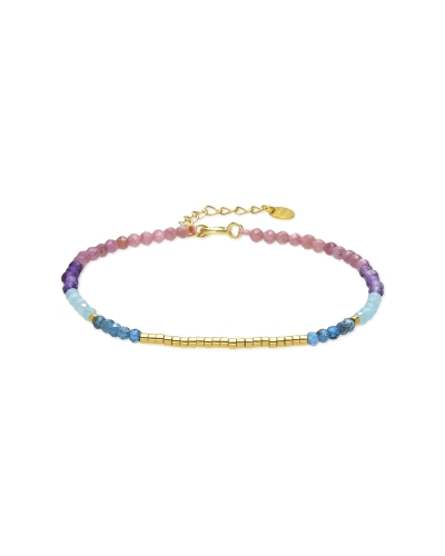 Pulsera Luxenter para mujer modelo Vados fabricada en plata bañada en oro amarillo de 18kt compuesta por piedras en color rosa a