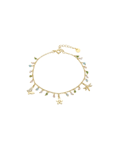 Pulsera Luxenter para mujer modelo Lok fabricada en plata bañada en oro amarillo compuesta por una fina y elegante cadena que cu