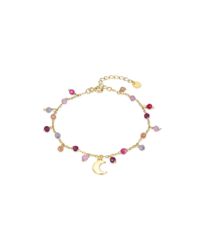 Pulsera fabricada en plata de primera ley con un baño en oro. Esta pulsera dorada de mujer Luxenter, tiene un colgante de luna e