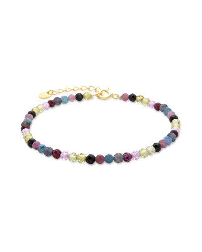 Pulsera Luxenter Salblai fabricada en plata bañada en oro amarillo compuesta por piedras multicolor. Su cierre es de reasa ajust