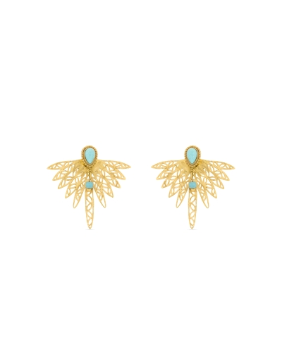 Pendientes acabados en oro amarillo de 18k. El estilo Boho es una estética de espíritu libre que mezcla diferentes culturas y ex