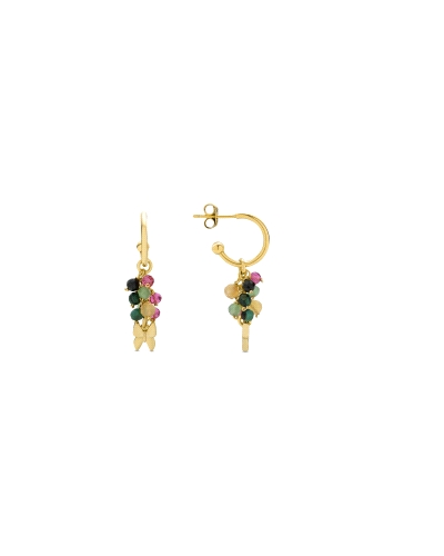 Pendientes para mujer elaborados en plata de ley 925 con un radiante, cálido y brillante baño de oro amarillo de 18 quilates. Su