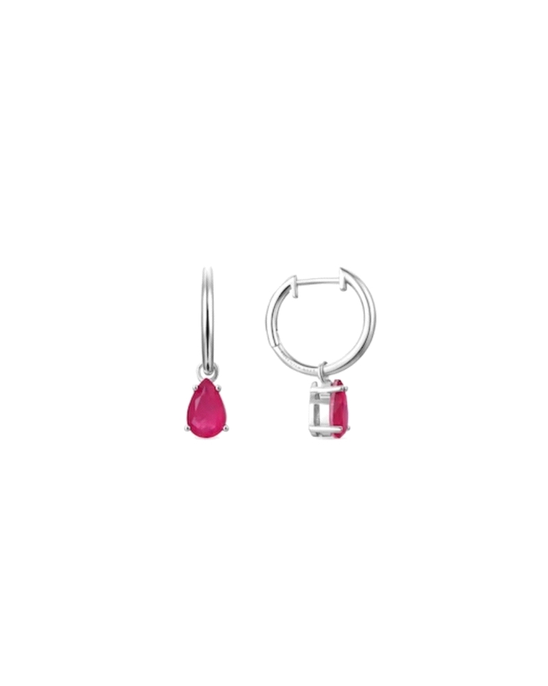 Pendientes Luxenter para mujer modelo Elha fabricados en plata bañada en rodio en forma de rodio del cual cuelga una circonita e