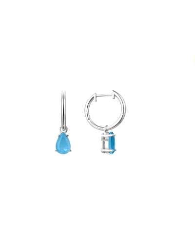 Pendientes Luxenter para mujer modelo Elha fabricados en plata bañada en rodio en forma de rodio del cual cuelga una circonita e