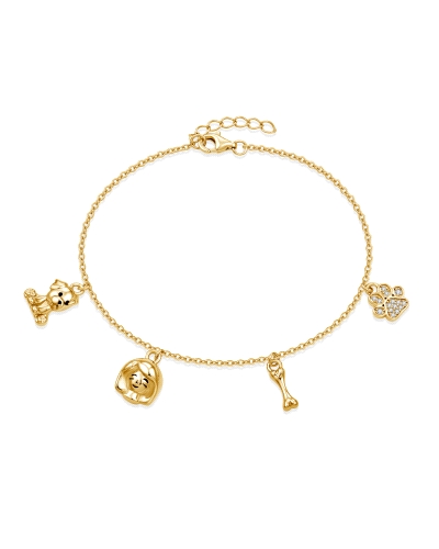 Pulsera "Mascota" elaborada en plata de ley con acabado en oro amarillo, diseñada para los amantes de los animales. Esta encanta